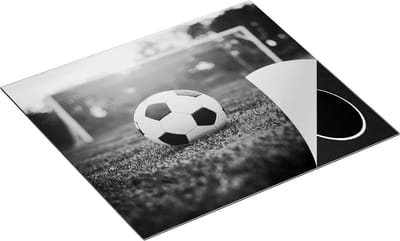 Chefcare Inductie Beschermer Voetbal met Goal tijdens Zonsondergang - Zwart Wit - 60x50 cm - Afdekplaat Inductie - Kookplaat Beschermer - Inductie Mat