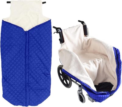 Rolstoel Voetenzak - Wielstoel Deken - Warm Blijven - Pluche Gevoerd - Universele Pasvorm - Blauw
