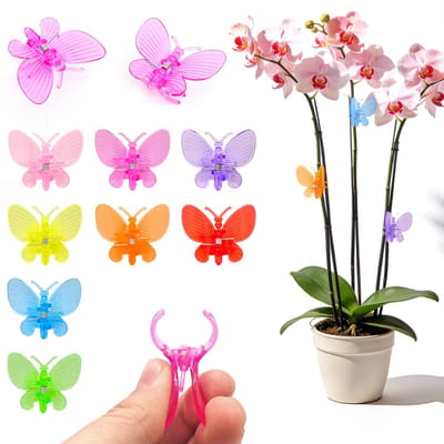 80 stuks vlinderplantenklemmen, orchideen plantenclips, orchideen accessoires plantenclips voor klitplanten, klitplantenrankhulp, plantenwandclips, tomatenhaken