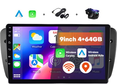 Boscer Autoradio - Geschikt voor Seat Ibiza 2013 - 4+64GB Android 15 - 9 Inch IPS Touchscreen (1280x720) - Draadloze Apple CarPlay & Android Auto - GPS, WiFi & Bluetooth - Achteruitrijcamera & Microfoon
