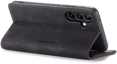 CaseMania Bookcase hoesje geschikt voor Samsung Galaxy A26 - Effen Zwart - Kunstleer