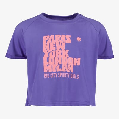 Osaga cropped meisjes sport T-shirt paars - Maat 116