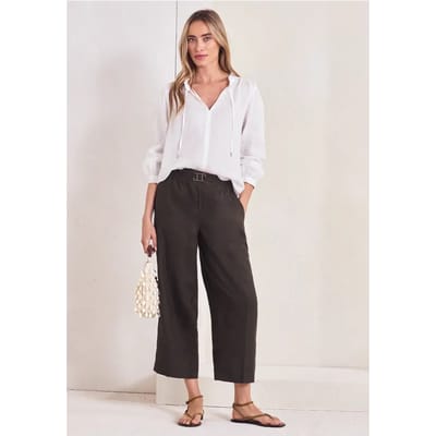 7/8 Wide Legs broek in een Loose Fit van linnen