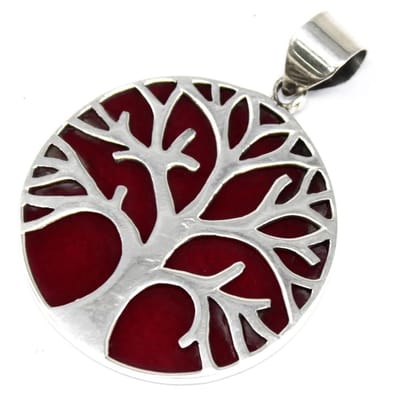Ancient Wisdom - Hanger - Levensboom zilveren hanger 30 mm multicolor - edelsteen - ketting - wichelroede - radiësthesie - pendel