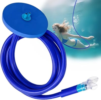 Zwemsnorkel - 2M Duiksnorkel - Trainingssnorkel - Anti-verstikkingssnorkel - Snorkeluitrusting - Snorkelen en duiken - Voor Zwemlessen en Duikademhalingstraining - Blauw