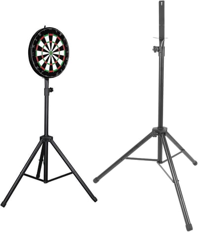 Dartbord Standaard - Vrijstaande Houder - Thuis Spelen - In Hoogte Verstelbaar - 122-200 cm - Zilver