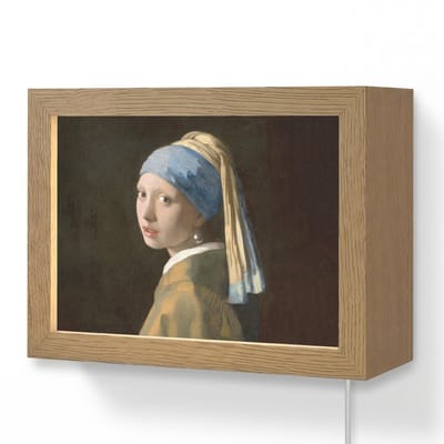 Wandlamp 20x15 cm - Oplaadbaar - Meisje met de parel - Schilderij - Oude meesters - Vermeer - Wandlampen binnen woonkamer - Slaapkamer lamp met kabel - Decoratieve nachtlamp - Vloerlamp snoer