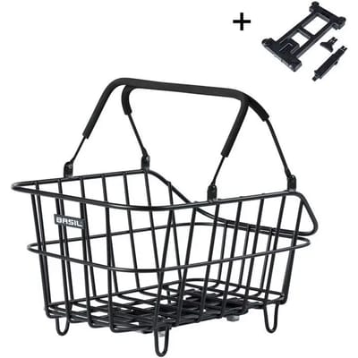 Basil Cento ALU MIK Fietsmand - Achter - Aluminium - Zwart - Weerbestendig - Verstevigd Frame -