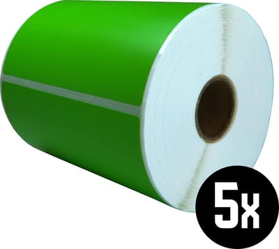 DULA Compatible Zebra Labels 102x152mm - 300 etiketten per rol - kern 25mm - Groen - Permanent - 5 rollen