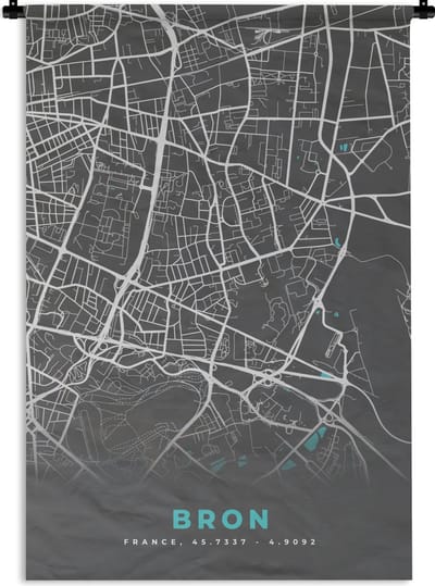 Wandkleed - Wanddoek - Bron - Plattegrond - Kaart - Frankrijk - Stadskaart - 120x180 cm - Wandtapijt
