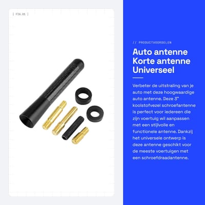 Dailygoods- Auto Antenne Universeel - 7,6 cm Korte Antenne - Koolstofvezel - Schroefantenne - Eenvoudige Installatie - Betrouwbare Kwaliteit - Autoantenne