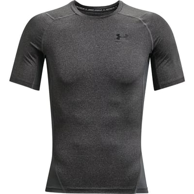 Under Armour UA HG Armour Comp SS Heren Sportshirt - Grijs - Zwart