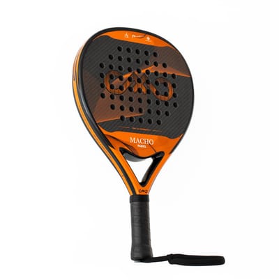 MachoPadel Pro Edition Padel Racket – 3K Carbon – EVA Soft – Lichtgewicht – Druppelvorm – Mid Balance – Zwart/Oranje