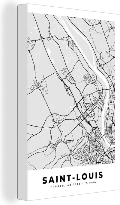 Canvas Schilderij Plattegrond - Kaart - Stadskaart - Frankrijk - Saint-Louis - 20x30 cm - Wanddecoratie