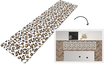 Keukenloper - Loper keuken - Panterprint - Bruin - Patronen - 200x50 cm - Keukenloper vinyl
