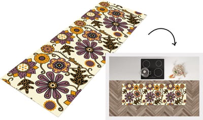 Keukenloper - Loper keuken - Bloemen - Bohemian - Vintage - Cartoon - 150x50 cm - Keukenloper vinyl