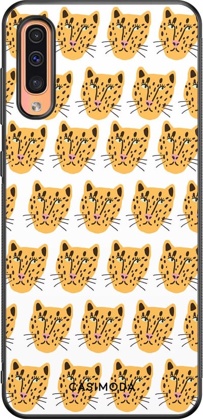 Casimoda® hoesje - Geschikt voor Samsung Galaxy A50 - Got My Leopard - Zwart TPU Backcover - Luipaardprint - Geel