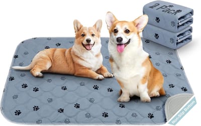 Wasbare Puppy Training Pads - Herbruikbare Hondenmatten voor Zindelijkheidstraining, Ideaal voor Puppies, Honden en Katten, Incontinentieoplossing, Grijs met Voetafdrukken