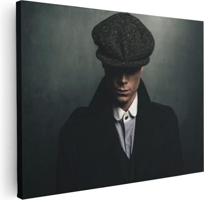 Artaza Canvas Schilderij Gangster - 40x30 cm - Klein - Wanddecoratie Peaky Blinders - Muurdecoratie Portret Man - Kamer Accessoires Mancave