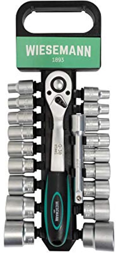 Dopsleutelset 20 delig met verlengstuk en wisselstukken van 8mm - 32mm