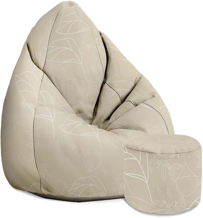 DreamRoots Oxford Zitzak voor Volwassenen – Luxe Beanbag met Voetsteun en Afneembare Hoes – Inclusief Vulling – 80x80x120 cm - Scnadinavian Nature
