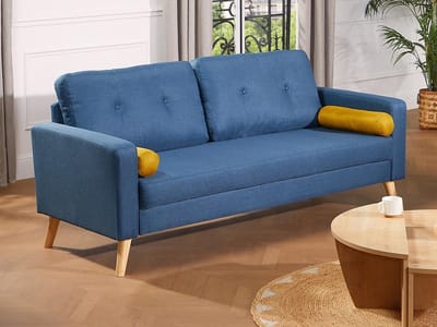 Vente-unique Driezitsbank TATUM van stof - Blauw