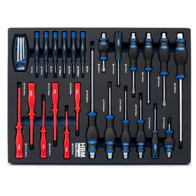 HBM 154-Delige Gereedschapset met Blauwe Foam Inlays - Voor Gereedschapswagen - Doppenset, Sleutels, Tangen & Schroevendraaiers