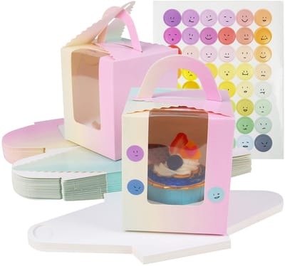 Dailygoods- Taartdoos 30 Stuks - Cupcake/Muffin Verpakking - Kartonnen Doos met Kijkvenster - Stevig/Duurzaam - Brede Toepassing - Eenvoudig te Monteren
