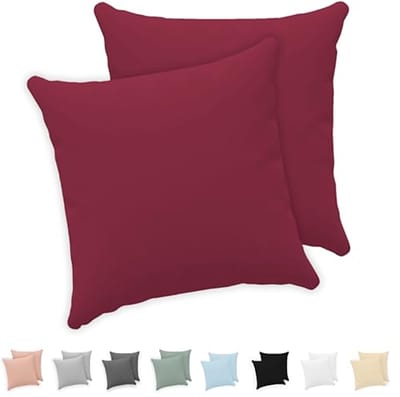 Kussensloop 50x50 Set van 2 - 100% Katoen Jersey - Bordeaux - Oeko-Tex gecertificeerd