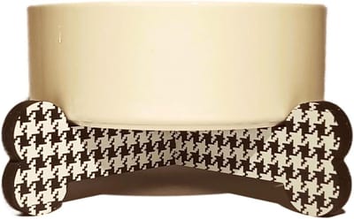 Honden voerbak - Verhoogde keramiek - Comfortabel eten - Pied-de-poule design - 800 ml - Wit