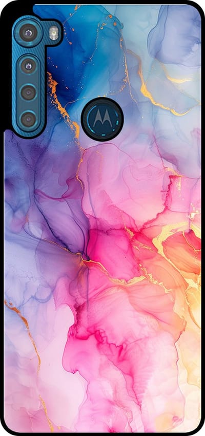 Smartphonica Telefoonhoesje Geschikt voor Motorola One Fushion Plus met marmer opdruk - TPU backcover case marble design - Regenboog geschikt voor Motorola One Fushion Plus