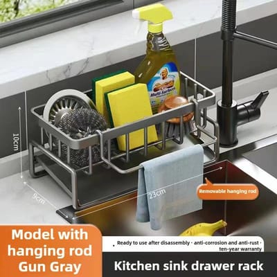 Évier de cuisine en acier au carbone, drain, porte-serviettes, support de rangement, accessoires de cuisine, support de rangement pour éponge, support de robinet, savon white