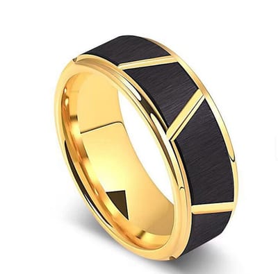 Jonline Unisex Ring – Gold Plated & Zwart|8 mm Breed |Luxe Design voor Hem & Haar| Maat 50=16.00 mm.