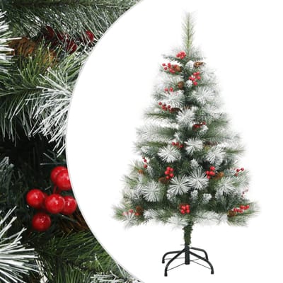 vidaXL - Kunstkerstboom - met - scharnieren - dennenappels - en - bessen - 150 - cm
