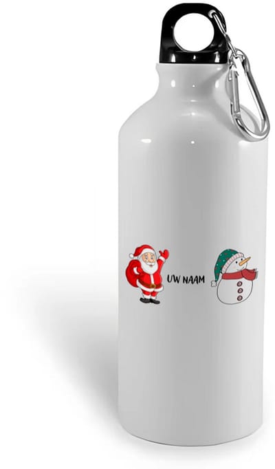 Hacebo® - Kerst sneeuwpop en kerstman met eigen naam waterfles - Kerstmis - Kerst beker - winter - kerst - christmas - kerst cadeau - water fles - 400ML