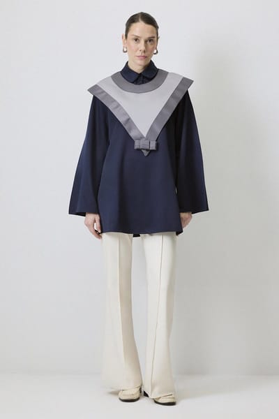 Touché Privé - Satijnen tuniek met kraagdetail - Marine - Dames