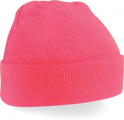 Gebreide muts polyester fluorescerend roze