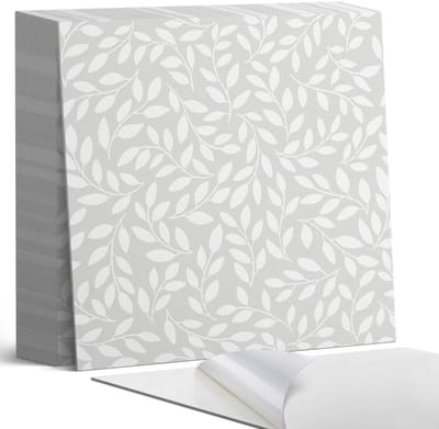 Coloray Plaktegels - Fijn bladpatroon Zelfklevende Tegels - 20 cm x 20 cm - Grijs Plaktegels - 20 stuks - Vierkant PVC Tegels - Plaktegels Badkamer - Plaktegels Vloer - Vinyltegels Vloer Zelfklevend - Wandtegel Zelfklevend