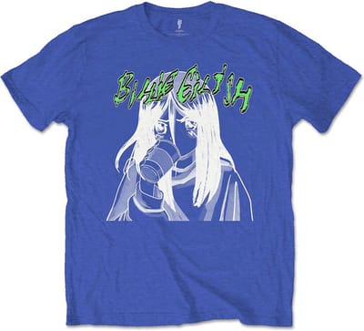 Billie Eilish - Anime Drink Heren T-shirt - L - Blauw