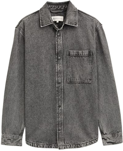 Tom Tailor Denim - Overhemd van denim met borstzak - Maat XXL - used mid stone grey denim