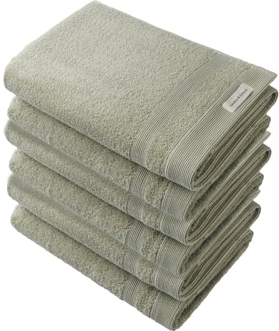 L&G - Badhanddoeken Set - 6 delig - 6 Badhanddoeken 70x140 cm - 100% Katoen - Pale Olive - Sauna Handdoek - Groene Badhanddoeken