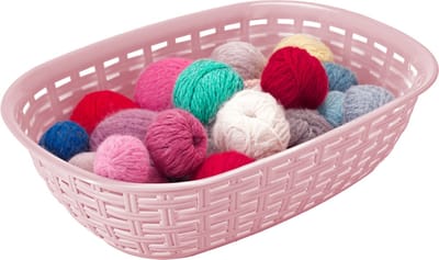 Hega Hogar Opbergmandje/kastmandje - roze - 3 liter - kunststof - 21 x 30 x 7 cm - kleine opslag bakjes - manden