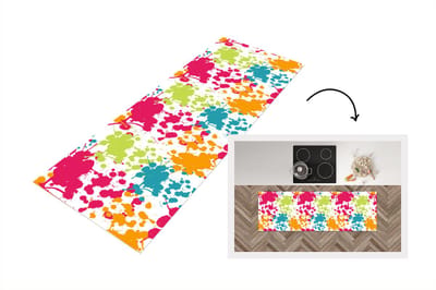 Keukenloper - Loper keuken - Patronen - Verf - Regenboog - 150x50 cm - Keukenloper vinyl