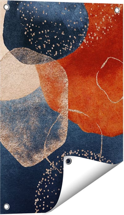 Gards Tuinposter Abstracte Kunst van Cirkels - 40x60 cm - Tuindoek - Tuindecoratie - Wanddecoratie buiten - Tuinschilderij