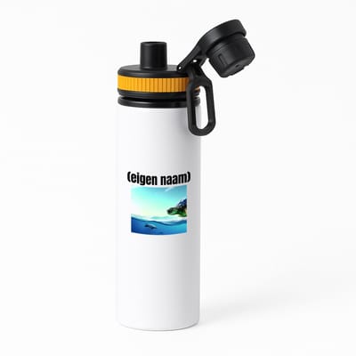 Hacebo® - schildpad in de zee met eigen naam waterfles met draaidop oranje - Schildpad - schildpad liefhebbers - iemand die houdt van schildpadden - verjaardag - cadeau - kado - geschenk - water fles - 850ML
