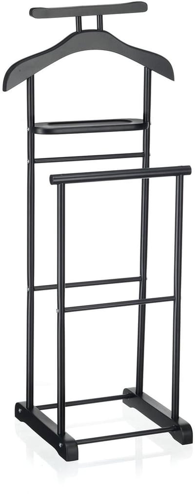 Kledingrek MEDINA met kleerhanger, broekenhanger en opbergplank - Zwart