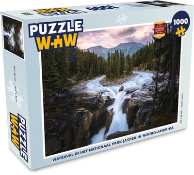Puzzel Waterval in het Nationaal park Jasper in Noord-Amerika - Legpuzzel - Puzzel 1000 stukjes volwassenen