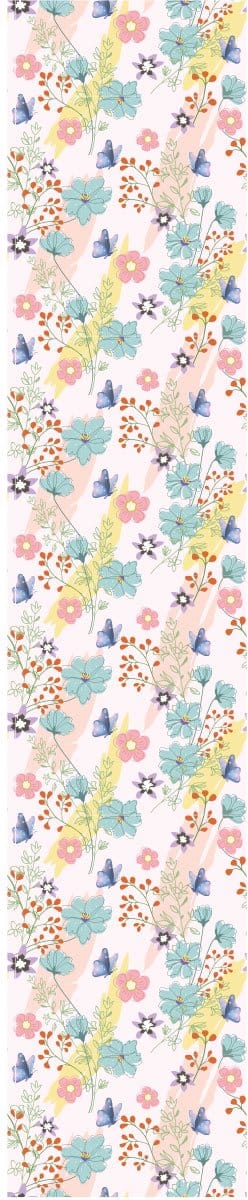 Voorgelijmd vliesbehang - BLAUWE BLOEMEN - 1 rol van 300x60 cm