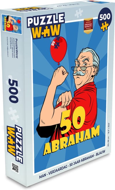 Puzzel Man - Verjaardag - 50 jaar Abraham - Blauw - Legpuzzel - Puzzel 500 stukjes