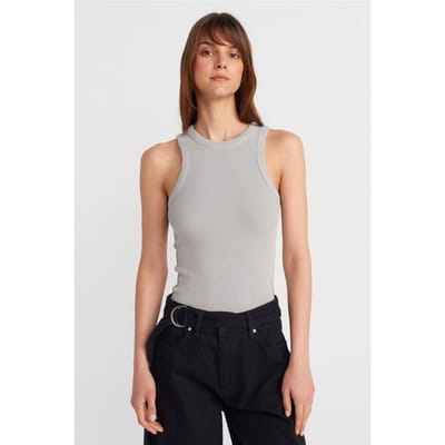 Mouwloze Geribbelde Brei Blouse